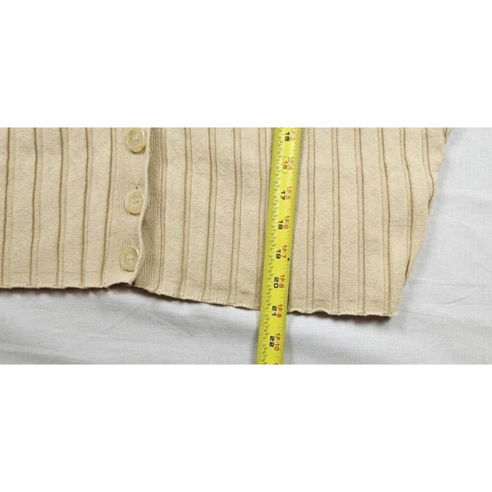Moussy Cream-Colored, Ribbed Knit, Button-Front Cardigan Sweater - Picture 5 of 6